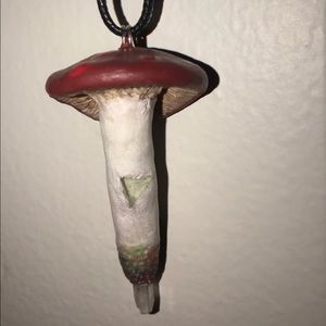 Handmade Fluorite and Quartz Mushroom Pendant
